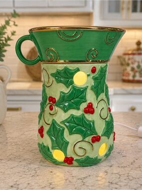 Holly Berry Electric Wax Warmer Summer Pot Ceramic Christmas Waxcessories 2006